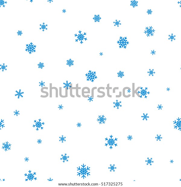 雪片のシームレスな模様 白い背景に青の雪 抽象的な壁紙 折り返し飾り 冬のシンボル メリークリスマスホリデー 新年のお祝いのベクターイラスト のベクター画像素材 ロイヤリティフリー