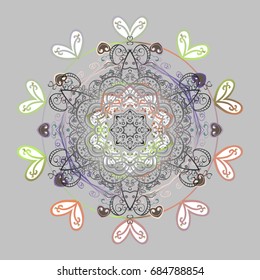 Snowflake simple. Snow on colored background. Abstract wallpaper, wrapping decoration. Symbol of winter, Merry Christmas holiday, Happy New Year celebration Vector illustration.