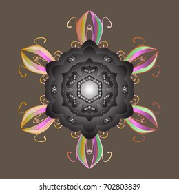 Snowflake simple. Snow on colored background. Abstract wallpaper, wrapping decoration. Symbol of winter, Merry Christmas holiday, Happy New Year celebration Vector illustration.