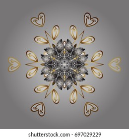 Snowflake simple. Snow on gray background. Abstract wallpaper, wrapping decoration. Symbol of winter, Merry Christmas holiday, Happy New Year celebration Vector illustration.