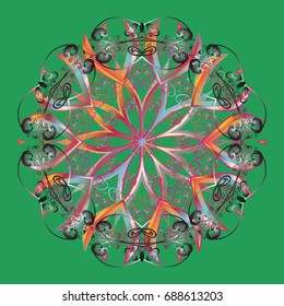 Snowflake simple. Symbol of winter, Merry Christmas holiday, Happy New Year celebration Vector illustration. Snow on colorful background. Abstract wallpaper, wrapping decoration.