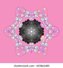 Snowflake simple. Symbol of winter, Merry Christmas holiday, Happy New Year celebration Vector illustration. Snow on colorful background. Abstract wallpaper, wrapping decoration.