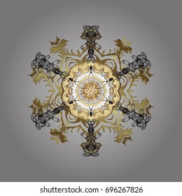 Snowflake simple. Symbol of winter, Merry Christmas holiday, Happy New Year celebration Vector. Beige, gray and brown snow on beige, gray and brown colors. Abstract wallpaper, wrapping decoration.