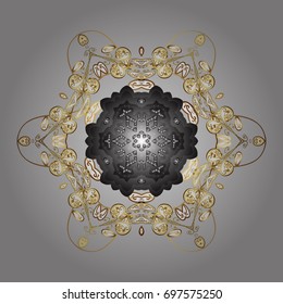 Snowflake simple. Symbol of winter, Merry Christmas holiday, Happy New Year celebration Vector illustration. Snow on gray background. Abstract wallpaper, wrapping decoration.