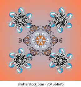 Snowflake simple. Symbol of winter, Merry Christmas holiday, Happy New Year celebration Vector illustration. Snow on colored background. Abstract wallpaper, wrapping decoration.