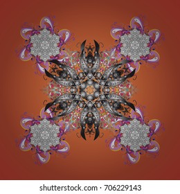 Snowflake simple. Symbol of winter, Merry Christmas holiday, Happy New Year celebration Vector illustration. Snow on colored background. Abstract wallpaper, wrapping decoration.