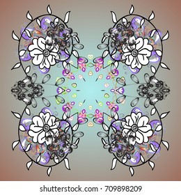Snowflake simple. Symbol of winter, Merry Christmas holiday, Happy New Year celebration Vector illustration. Snow on colored background. Abstract wallpaper, wrapping decoration.