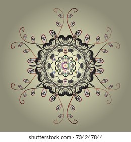 Snowflake simple. Symbol of winter, Merry Christmas holiday, Happy New Year celebration Vector. Beige, gray and white snow on beige, gray and white colors. Abstract wallpaper, wrapping decoration.