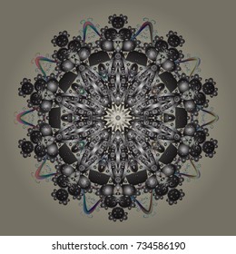 Snowflake simple. Symbol of winter, Merry Christmas holiday, Happy New Year celebration Vector. Neutral, gray and blue snow on neutral, gray and blue colors. Abstract wallpaper, wrapping decoration.
