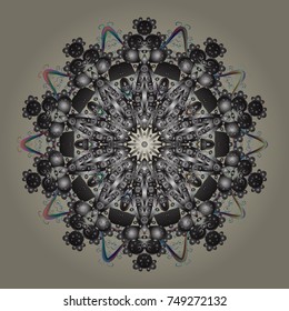 Snowflake simple. Symbol of winter, Merry Christmas holiday, Happy New Year celebration Vector. Neutral, gray and blue snow on neutral, gray and blue colors. Abstract wallpaper, wrapping decoration.
