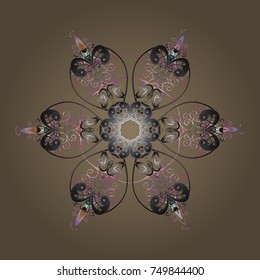 Snowflake simple. Symbol of winter, Merry Christmas holiday, Happy New Year celebration Vector illustration. Cute snowflake on beige, gray and neutral colors. Abstract wallpaper, wrapping decoration.