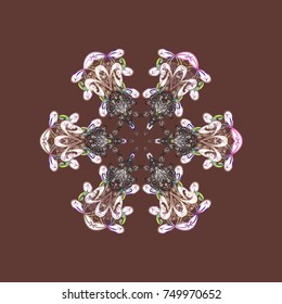 Snowflake simple. Symbol of winter, Merry Christmas holiday, Happy New Year celebration Vector. Brown, neutral and gray snow on brown, neutral and gray colors. Abstract wallpaper, wrapping decoration.