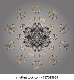 Snowflake simple. Symbol of winter, Merry Christmas holiday, Happy New Year celebration Vector. Gray, white and brown snow on gray, white and brown colors. Abstract wallpaper, wrapping decoration.