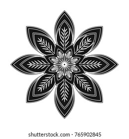 Snowflake single icon in black style for design.Christmas vector symbol stock illustration web.
