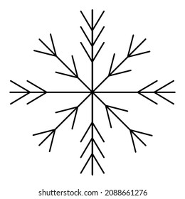 Copo de nieve. Esbozo. Ornamento festivo. Ilustración vectorial. Esquema sobre un fondo blanco aislado. Estilo Doodle. Un cristal frágil de forma complicada. Escarcha. 