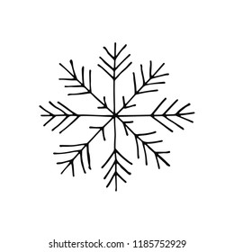 snowflake sketch isolated on white background.