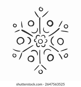 Conjunto de esboços em floco de neve. Elementos de neve e gelo desenhados à mão para design de inverno. Símbolos de flocos decorativos para cartões de férias e de Natal. Coleção de ornamentos sazonais alegres com sensação de frio gelado.

