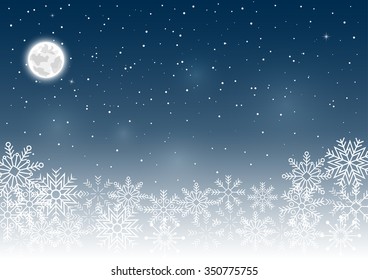 Snowflake sky background. Christmas illustration.
