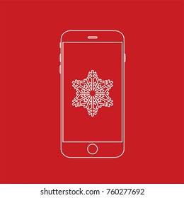 Snowflake in a smartphone, vector illustration design. Christmas collection.