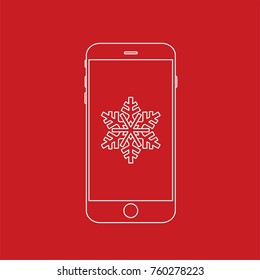 Snowflake in a smartphone, vector illustration design. Christmas collection.