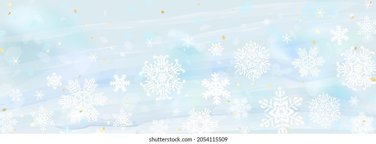 Schneeflocken und rauchblauer grauer Hintergrund