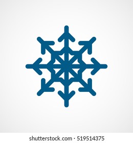 Snowflake Snow Blue Flat Icon On White Background