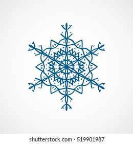 Snowflake Snow Blue Flat Icon On White Background