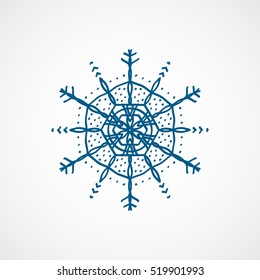 Snowflake Snow Blue Flat Icon On White Background