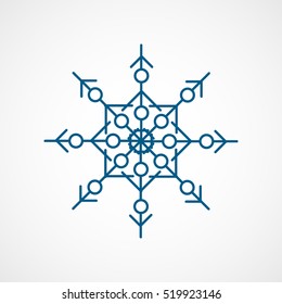 Snowflake Snow Blue Line Icon On White Background