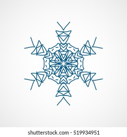 Snowflake Snow Blue Line Icon On White Background
