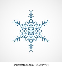 Snowflake Snow Blue Line Icon On White Background