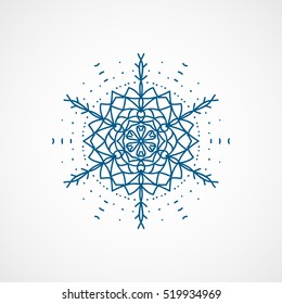 Snowflake Snow Blue Line Icon On White Background