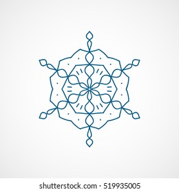 Snowflake Snow Blue Line Icon On White Background