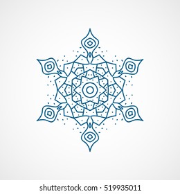 Snowflake Snow Blue Line Icon On White Background