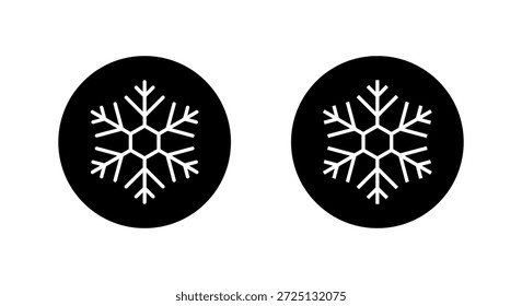 Snowflake, snow flakes icon in black circle. Winter season, ice weather symbol