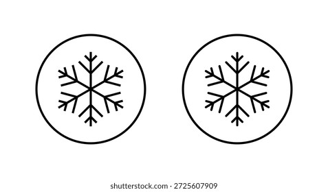 Snowflake, snow flakes icon in circular outline. Winter season, ice symbol