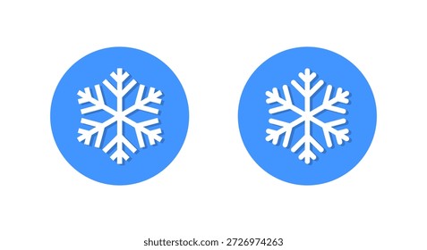 Floco de neve, ícone flocos de neve com sombra. Época de inverno, símbolo do gelo