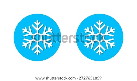 Snowflake, snow flakes icon with shadow. Winter season, ice weather symbol