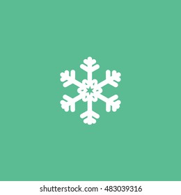 Snowflake Snow Flat Icon On Green Background
