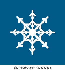 Snowflake Snow Flat Icon On Blue Background