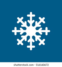 Snowflake Snow Flat Icon On Blue Background