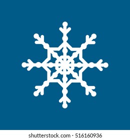 Snowflake Snow Flat Icon On Blue Background