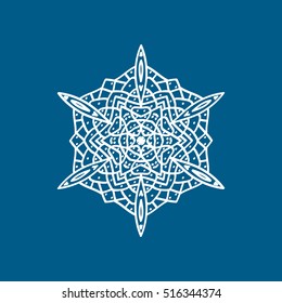 Snowflake Snow Flat Icon On Blue Background