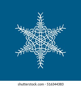 Snowflake Snow Flat Icon On Blue Background