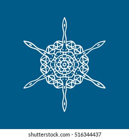 Snowflake Snow Flat Icon On Blue Background