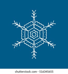 Snowflake Snow Flat Icon On Blue Background