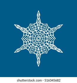 Snowflake Snow Flat Icon On Blue Background