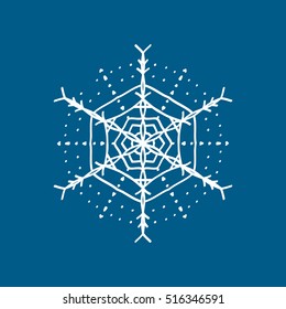 Snowflake Snow Flat Icon On Blue Background