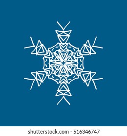 Snowflake Snow Flat Icon On Blue Background
