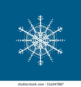 Snowflake Snow Flat Icon On Blue Background